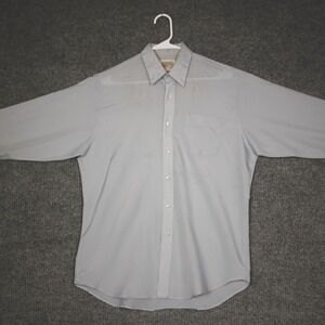 615 Collection Mens Silk Touch Light Blue Long Sleeve Button Up Shirt Size 15.5